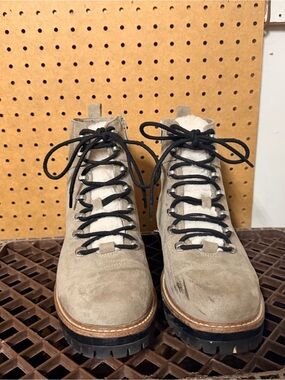Target Taupe Suede Lace-Up Ankle Boots with Black Laces